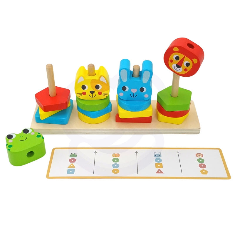 WOOPIE GREEN Puzzel Dierentoren voor kinderen 27 stuks - FSC - Montessori Speelgoed