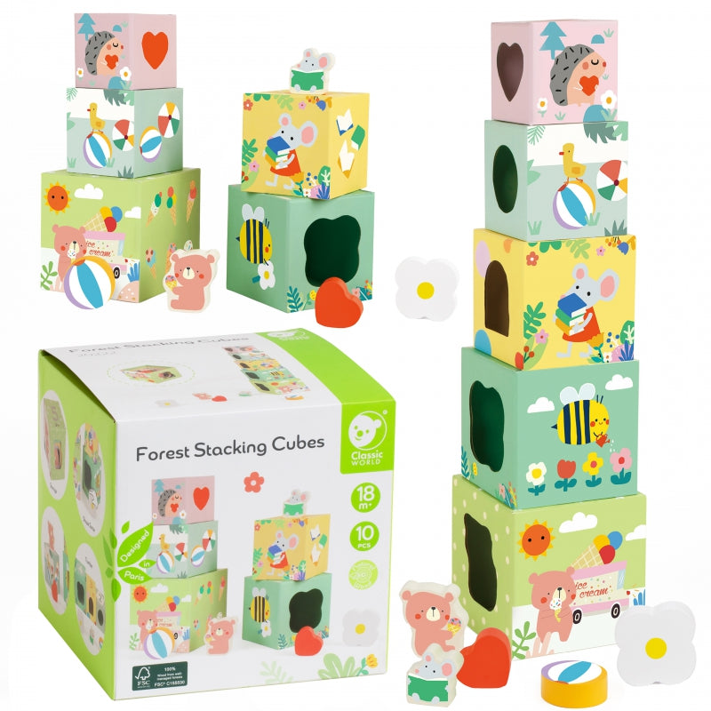 CLASSIC WORLD Bos-thema Kubusset , Puzzel Dieren, 10 stuks, voor Peuters en Baby's