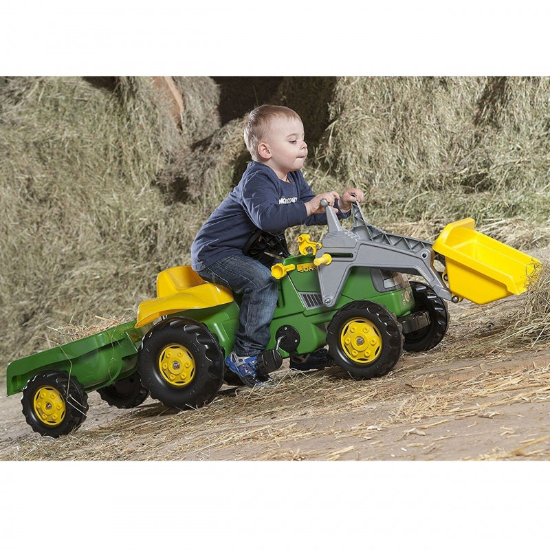 Rolly Toys RollyKid  John Deere Traktor na Pedały z Łyżką i Przyczepą - Zielony