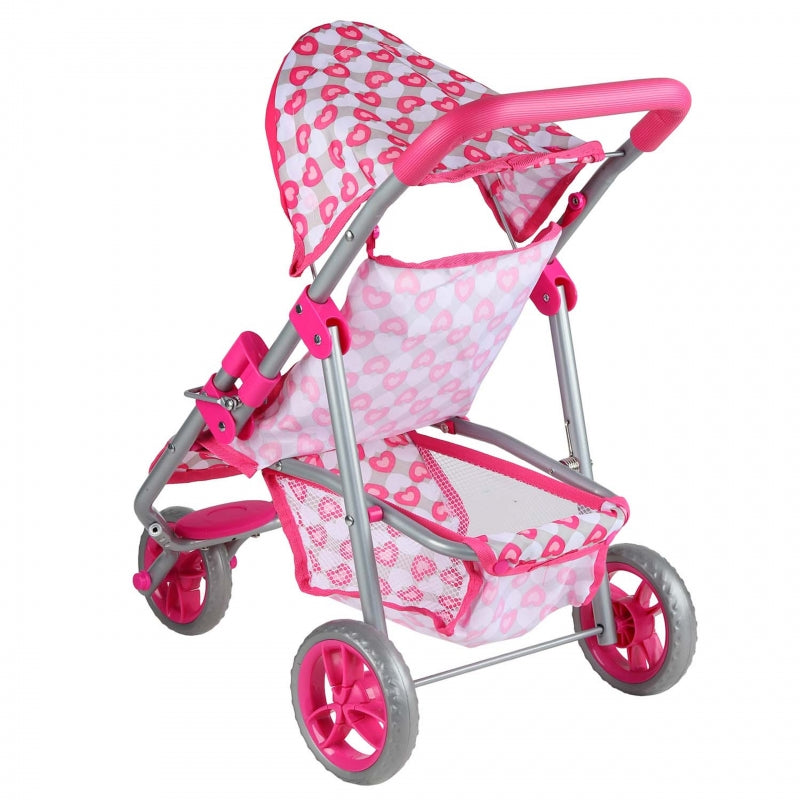 WOOPIE 3-wielige poppenwagen met hartjes - Roze