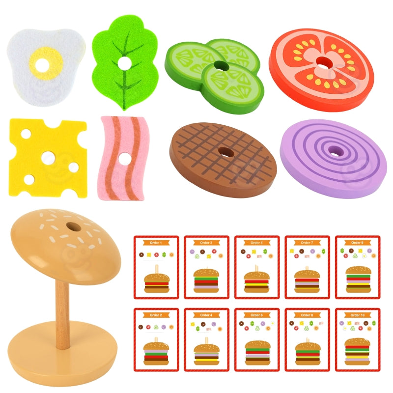WOOPIE Houten Burger Restaurant Puzzel voor Kinderen 15 stuks