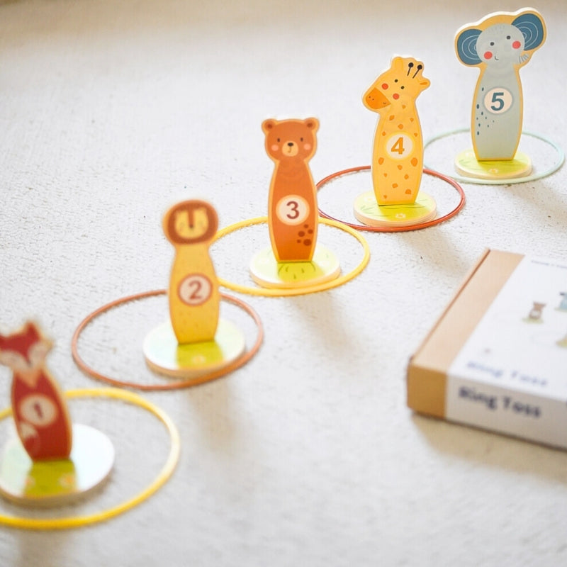 TOOKY TOY Houten Gooi de kegels behendigheidsspel - 15 stuks