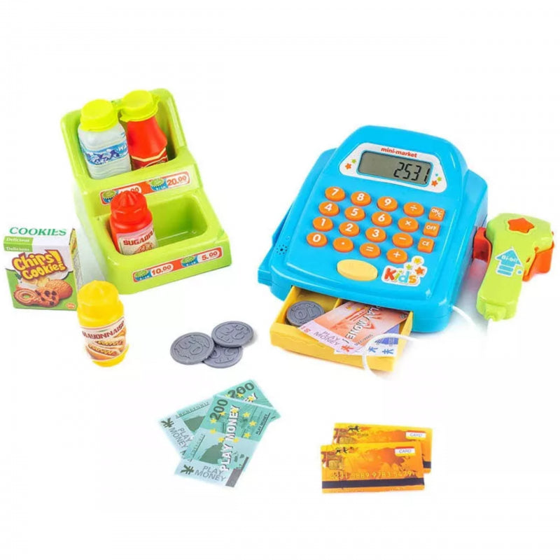 WOOPIE Speelgoed Winkelkassa met plank en accessoires