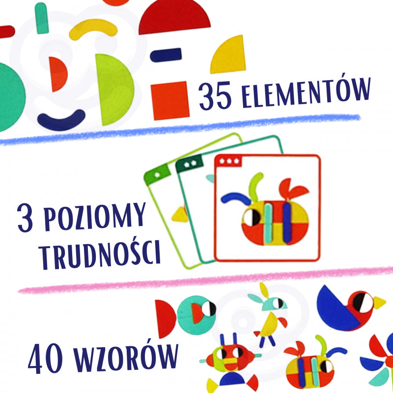 WOOPIE GREEN Houten Montessori Puzzel - 40 Patronen - 55 stuks - FSC-certificaat