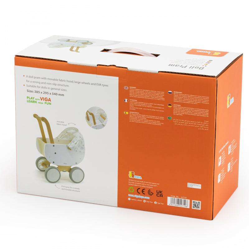 VIGA Houten Poppenwagen met Gondel Wit