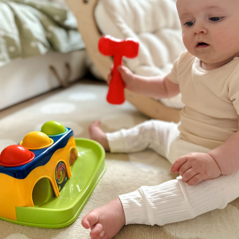 WOOPIE BABY Kleurrijke Doorsteek Hamerbank met Hamertje - Montessori Speelgoed