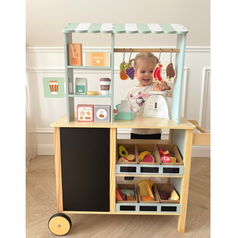 WOOPIE Grote multifunctionele 5-in-1 Winkelkraam, Supermarkt, Restaurant, Café & Keuken 73 onderdelen