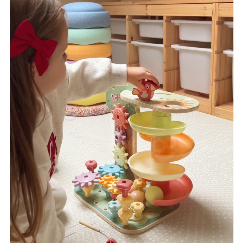 WOOPIE GREEN 4-in-1 Kogelbaan, Activiteitenboom - Montessori speelgoed - FSC gercertificeerd
