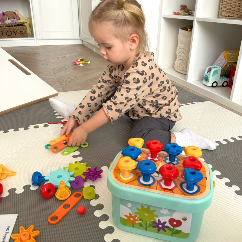 WOOPIE GREEN houten 12-in-1 baby Bouwdoos - Zintuigspeelgoed - Motorisch Montessori speelgoed