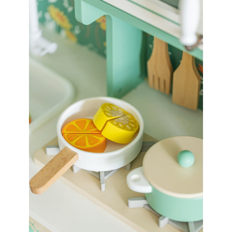 CLASSIC WORLD Grote houten vintage speelkeuken voor kinderen + accessoires