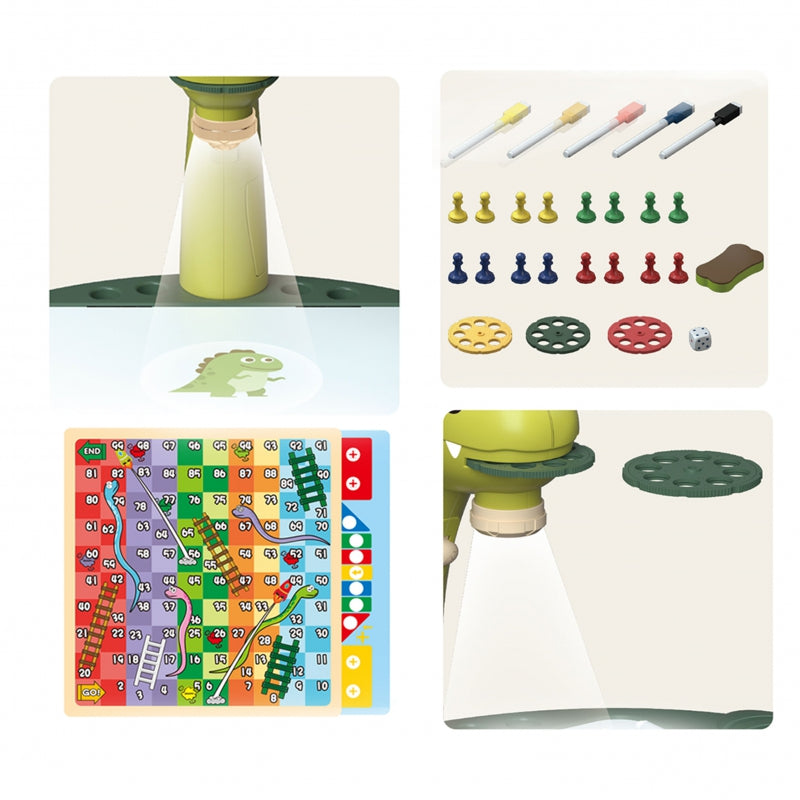 WOOPIE Tekentafel met Projector 24 Patronen - Dinosaurus + 2 Spelletjes - Groen