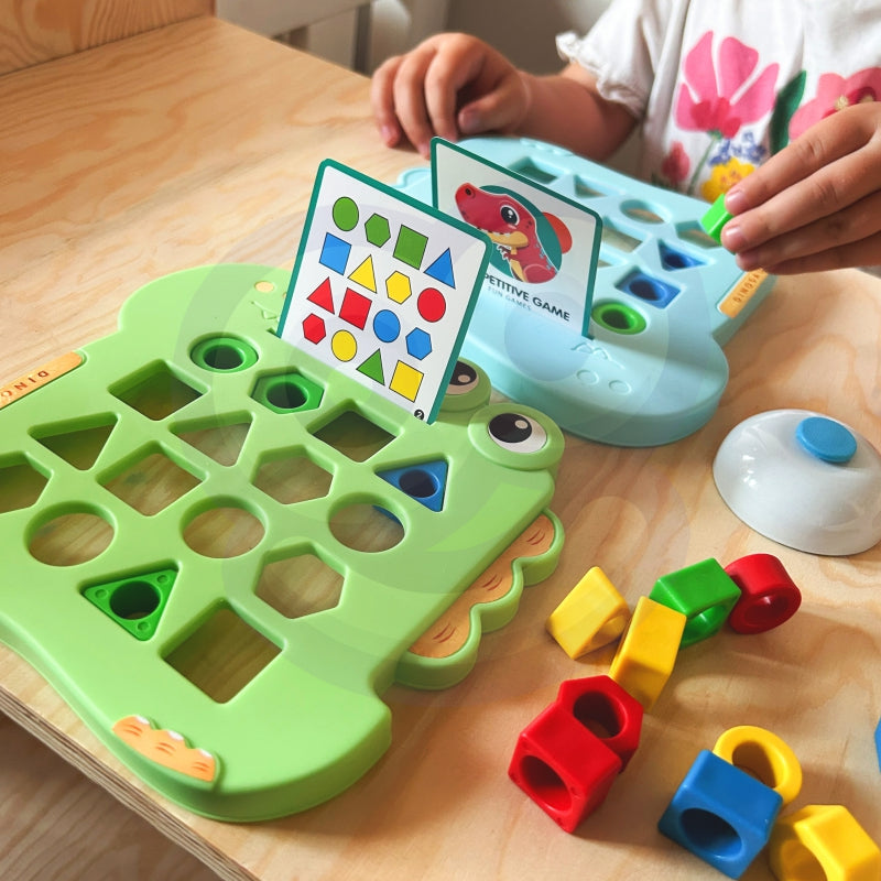 WOOPIE Dinosaurus Puzzel Behendigheidsspel - Vormen herkennen - Montessori Speelgoed