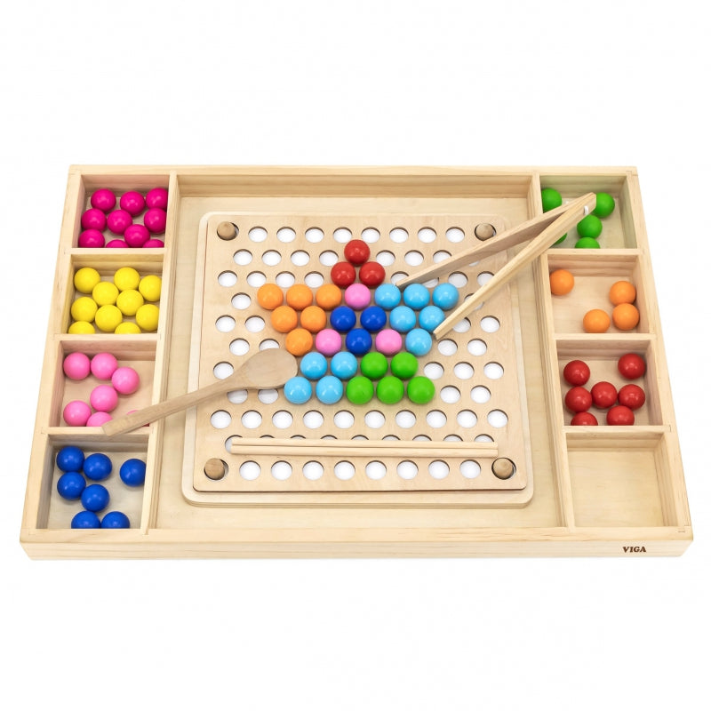VIGA Houten Kralenspel "Pak en Match", Montessori Puzzel