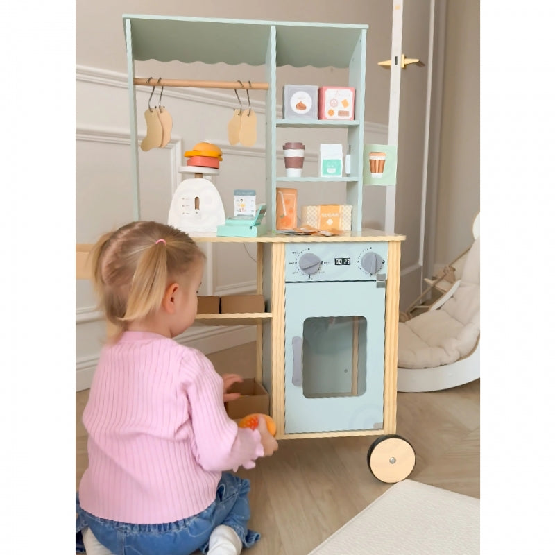 WOOPIE Grote multifunctionele 5-in-1 Winkelkraam, Supermarkt, Restaurant, Café & Keuken 73 onderdelen