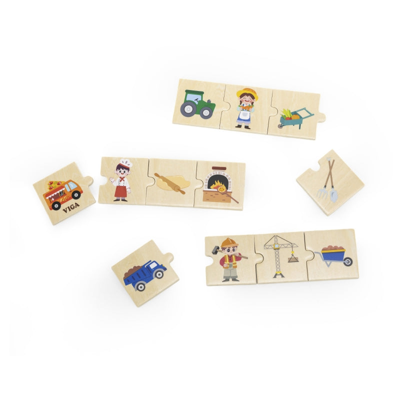 VIGA Houten Beroepen met gereedschap Puzzelset