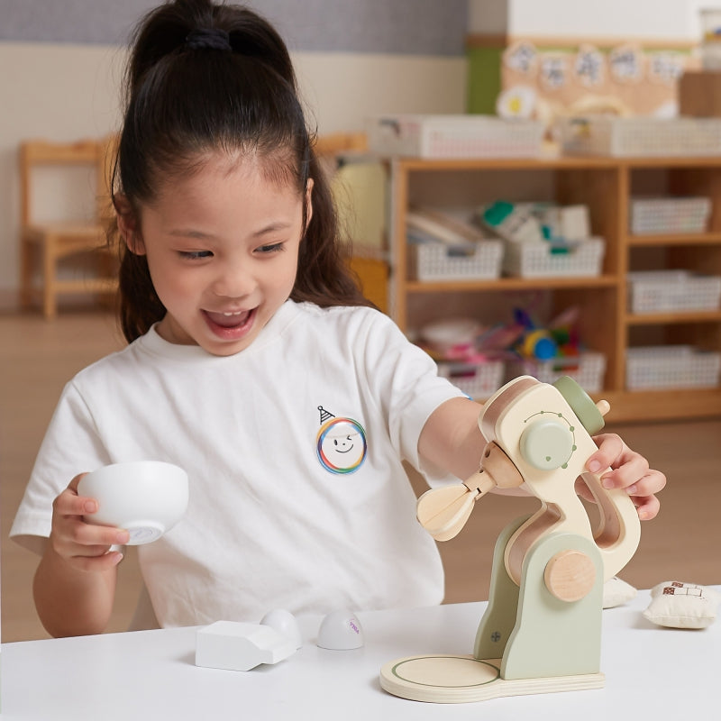 VIGA Houten speelgoed Keukenmixer Groen + Accessoires
