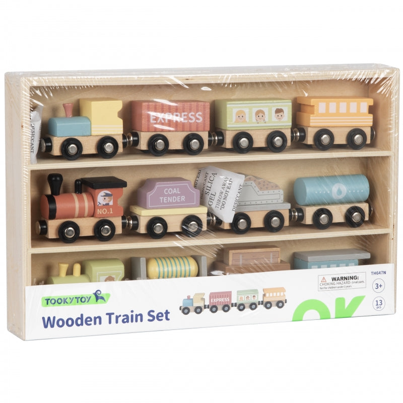 TOOKY TOY Houten Magneet Trein met Wagons