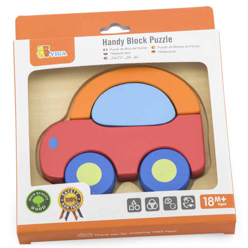 VIGA Baby's eerste houten puzzelauto