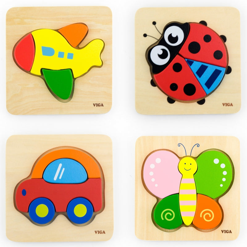 VIGA Baby's eerste houten puzzelauto