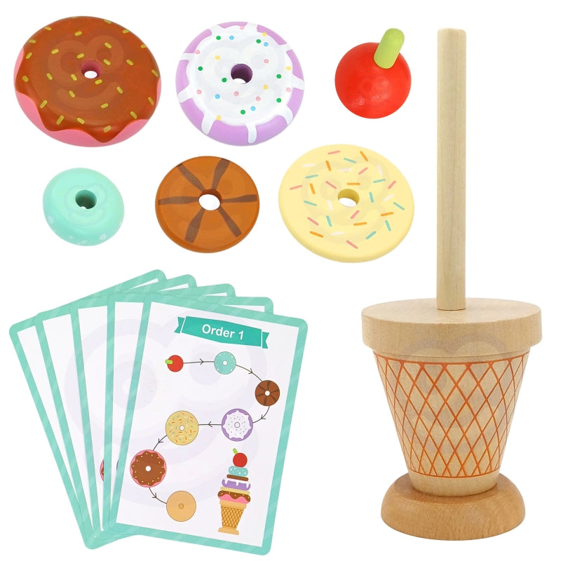 WOOPIE GREEN Houten ijsje Puzzel 12 stuks - Montessori speelgoed