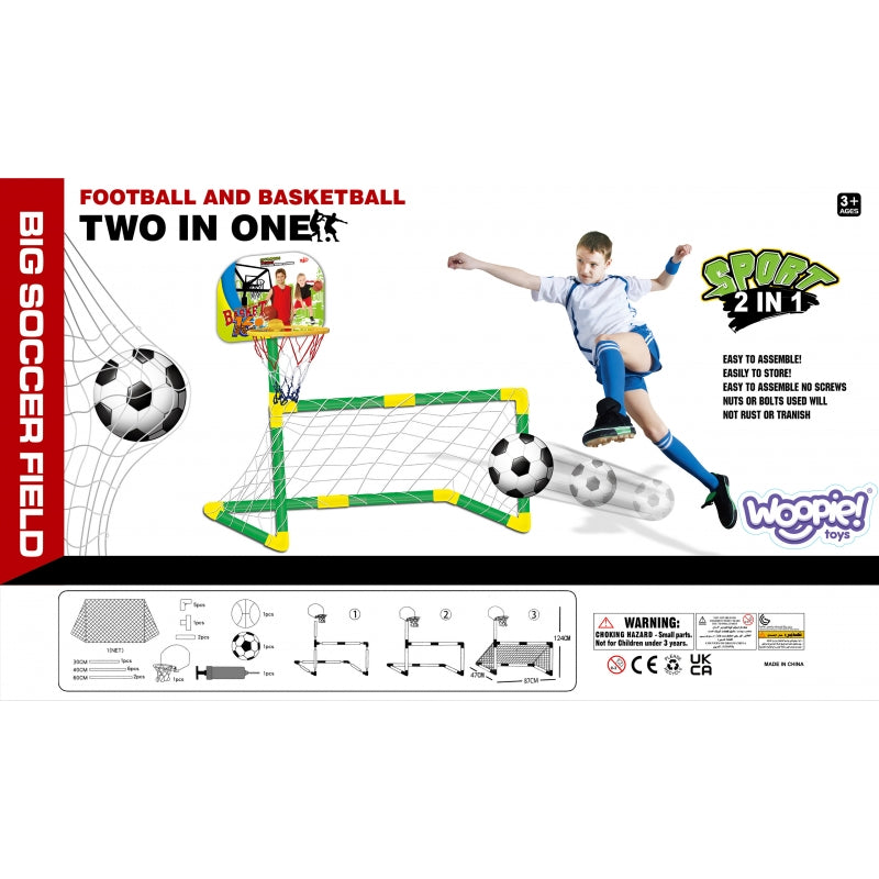 WOOPIE 2-in-1  Basketbal en Voetbaldoel set inclusief Ballen