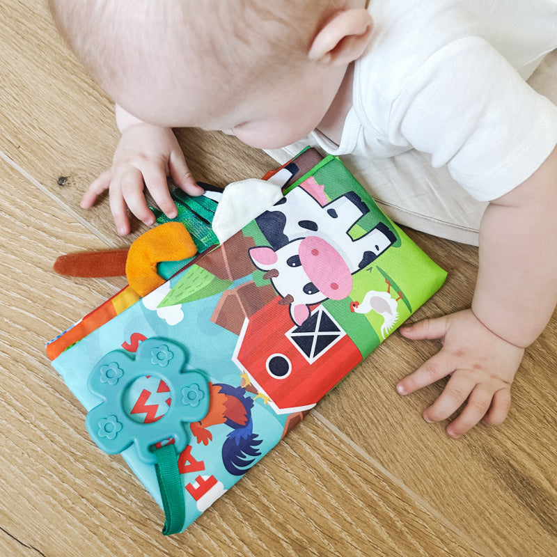 WOOPIE BABY Stoffen Dierenboekje met Staartjes (Engels-talig)