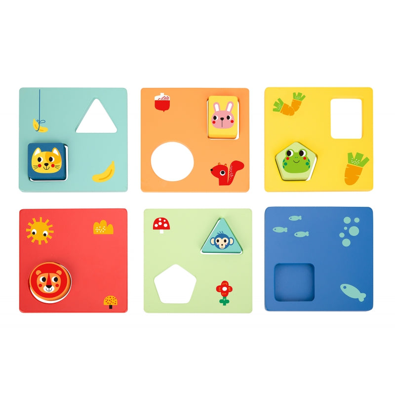 TOOKY TOY Dieren Vormen en Kleuren Puzzel - 6 Planken