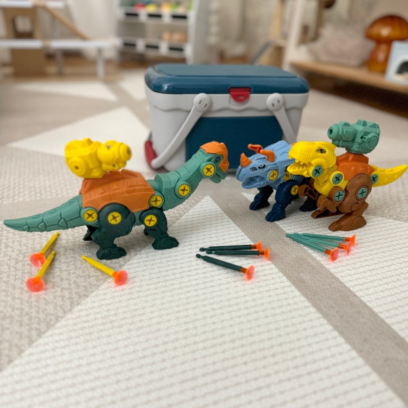 WOOPIE Dino Constructieset – 3 Dinosaurussen om te Monteren met Boormachine en Schroevendraaier in Doos