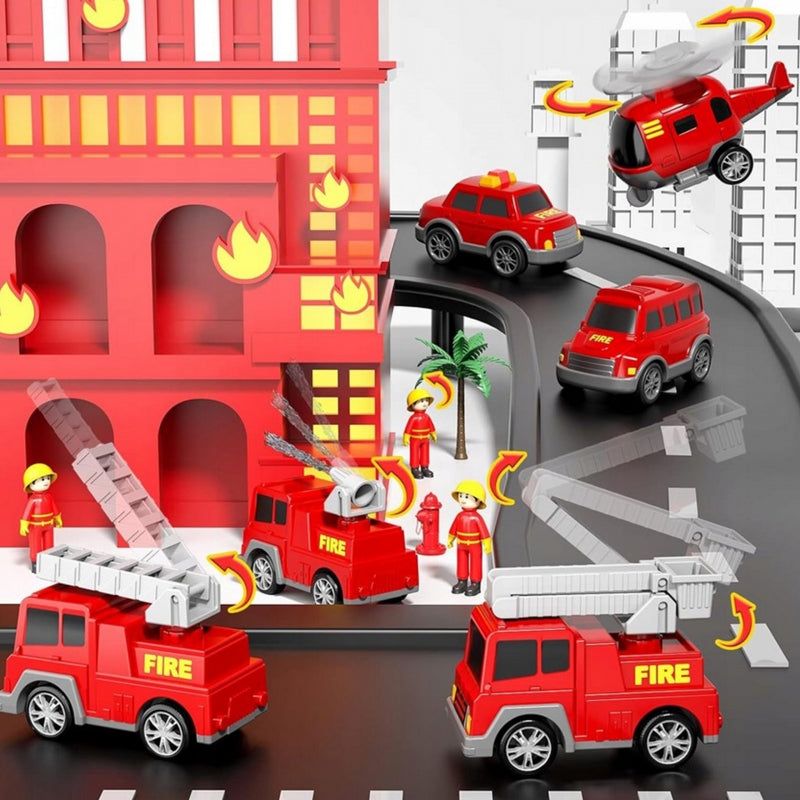 WOOPIE Speelgoed Brandweer Vrachtwagen Set inclusief 5 Auto's