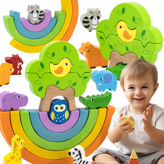 VIGA Houten Regenboogpuzzel Creatieve Montessori Blokken