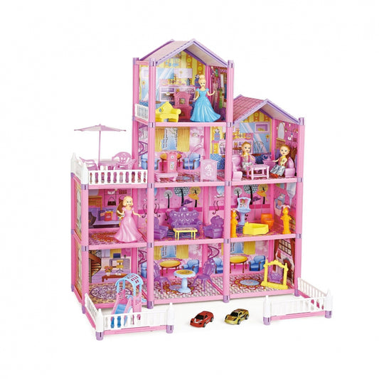 WOOPIE Mega Poppenhuis roze, 194 onderdelen