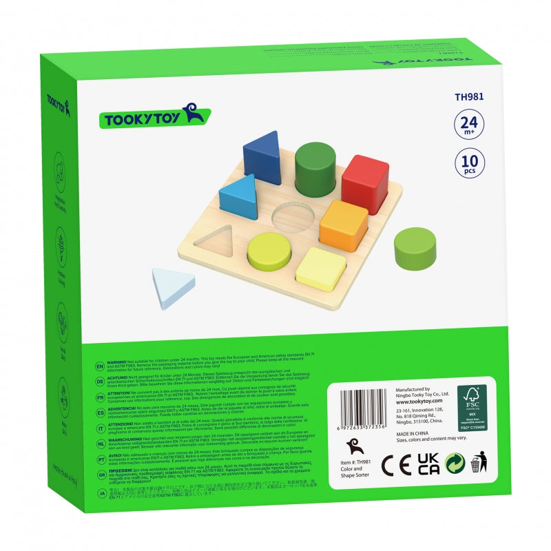 TOOKY TOY Educatief houten Puzzelspel - Geometrische Figuren