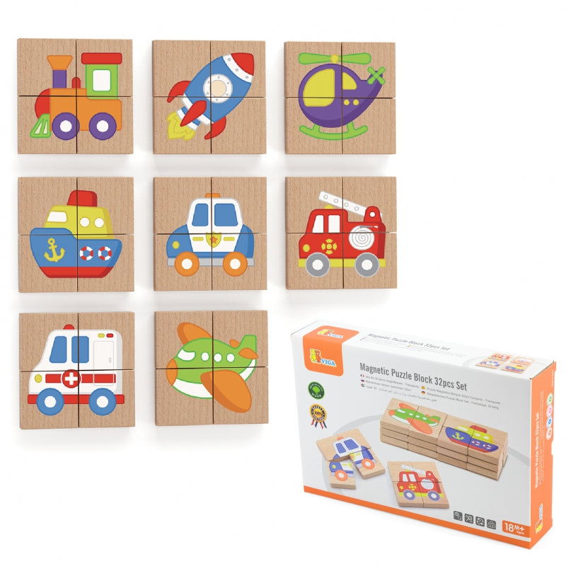 Viga Houten magnetische voertuigen puzzel