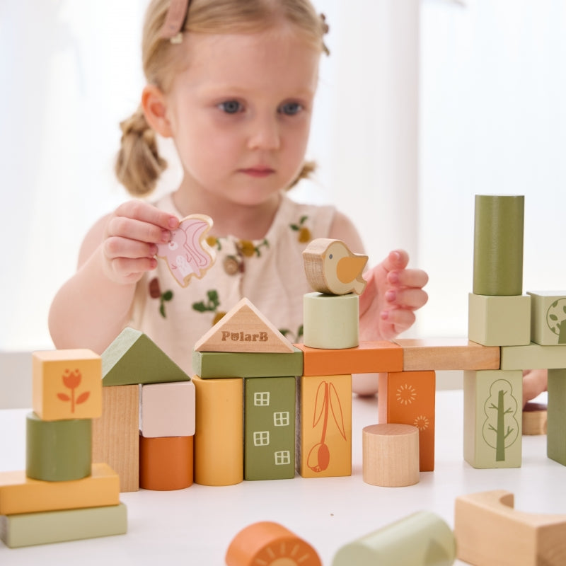 VIGA Houten Blokken  Dieren Blokken 50 stuks