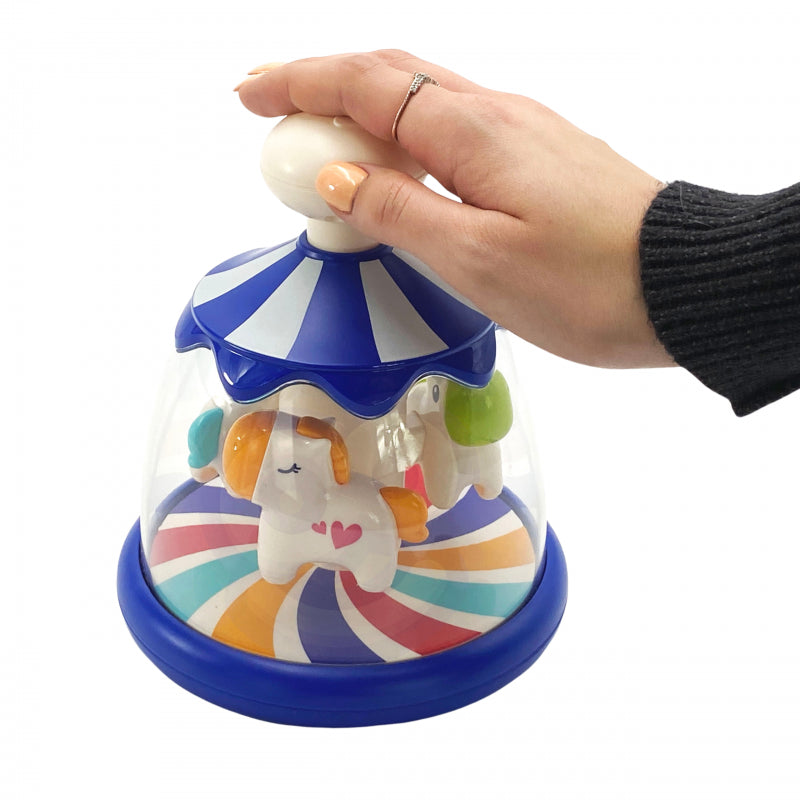 WOOPIE Kleurrijke Paardjes Blauwe speelgoed Tol-Carrousel voor Baby's