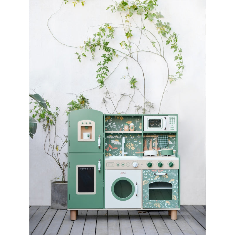 CLASSIC WORLD Grote houten vintage speelkeuken voor kinderen + accessoires