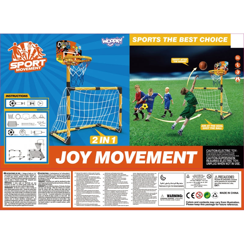 WOOPIE 2-in-1 Set Basketbal & Voetbaldoel + Ballen en Pomp