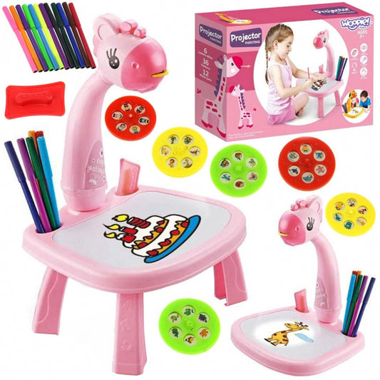 WOOPIE Roze Tekenbord met Projector - Thema Giraffe - Inclusief Stiften