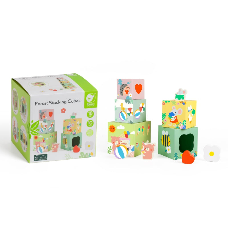 CLASSIC WORLD Bos-thema Kubusset , Puzzel Dieren, 10 stuks, voor Peuters en Baby's