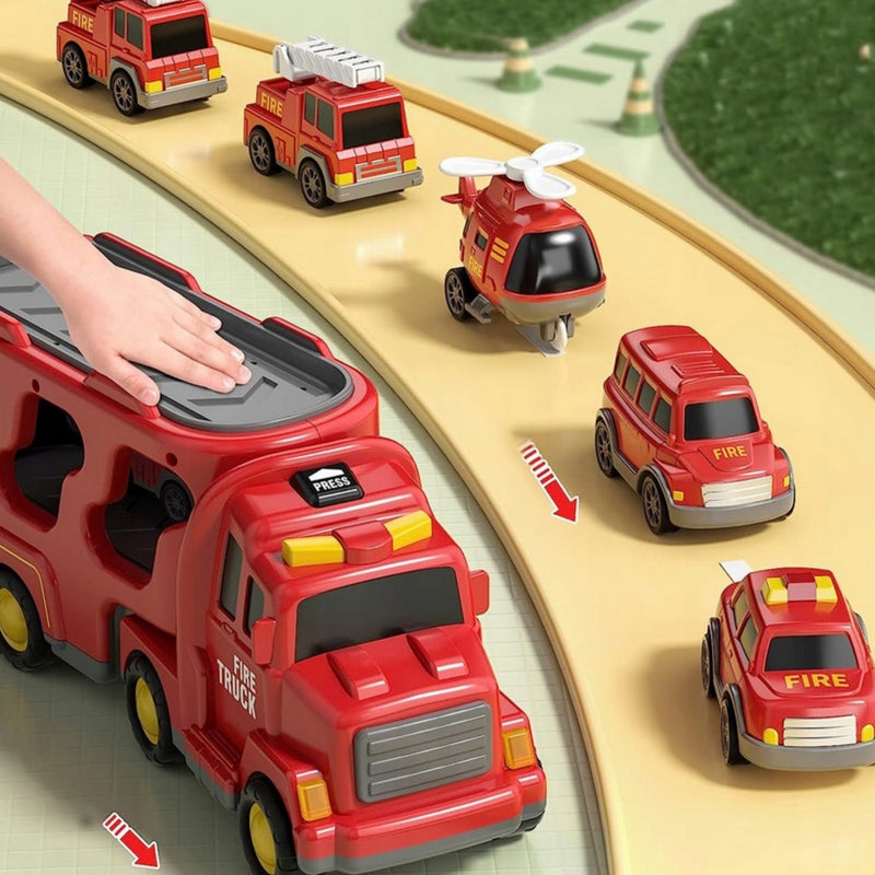 WOOPIE Speelgoed Brandweer Vrachtwagen Set inclusief 5 Auto's