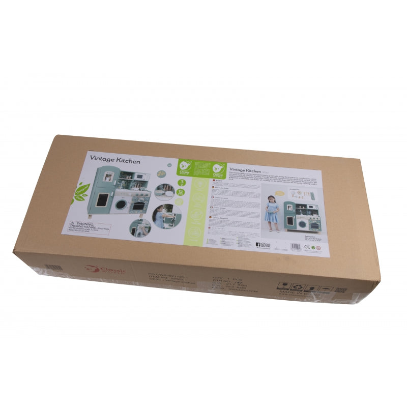 CLASSIC WORLD Grote houten vintage speelkeuken voor kinderen + accessoires