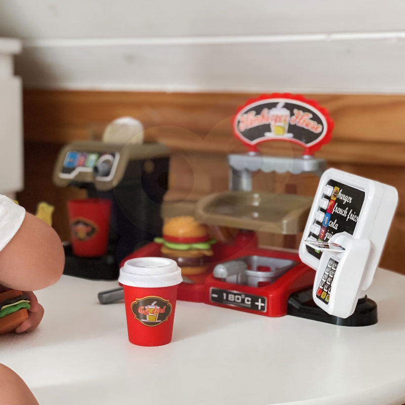 WOOPIE Speelgoed Fast Food Winkel,  Restaurant inclusief Kassa en Drankdispenser