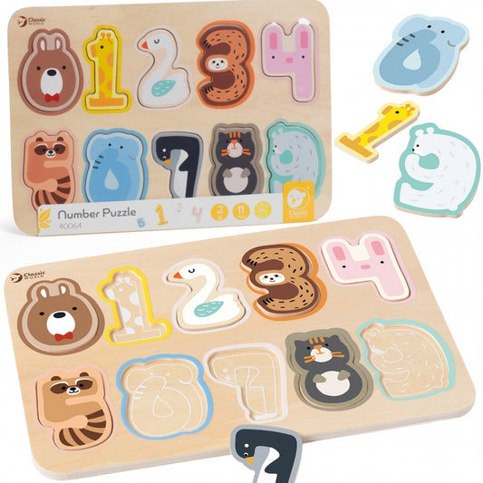 CLASSIC WORLD Houten Numerieke Getallen Puzzel - 11 stuks