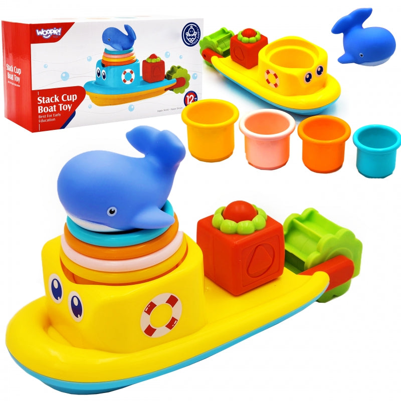 WOOPIE BABY Walvisboot met Overloopbekers WaterSpeelgoed