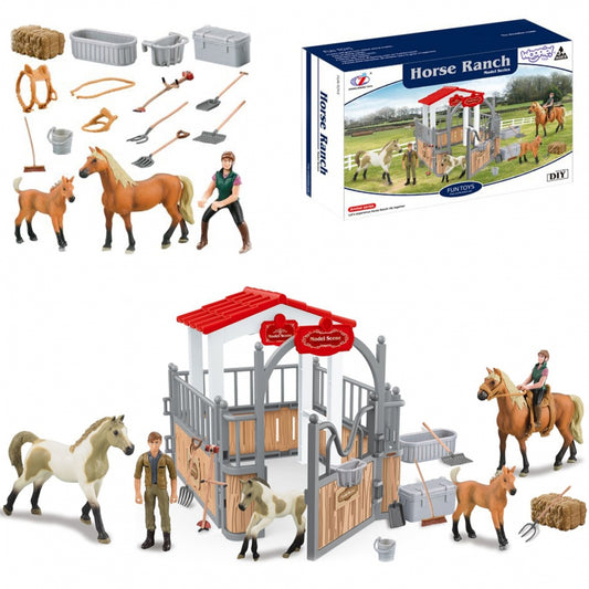 WOOPIE Speelset Paardenstal met Figuren 18 stuks