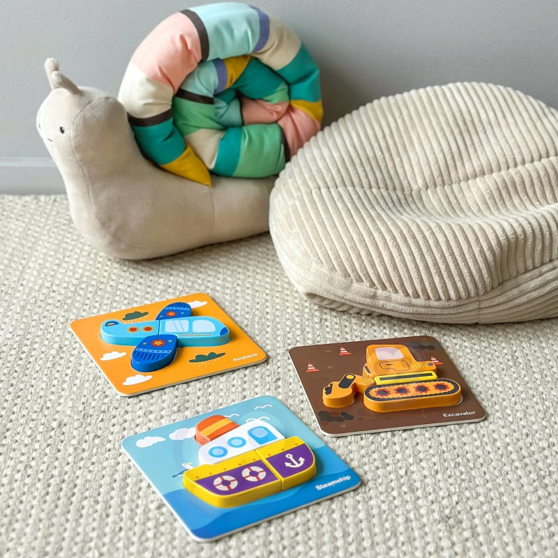WOOPIE GREEN Houten Puzzel Voertuigen - Auto, Bus, Boot en meer -  Montessori speelgoed