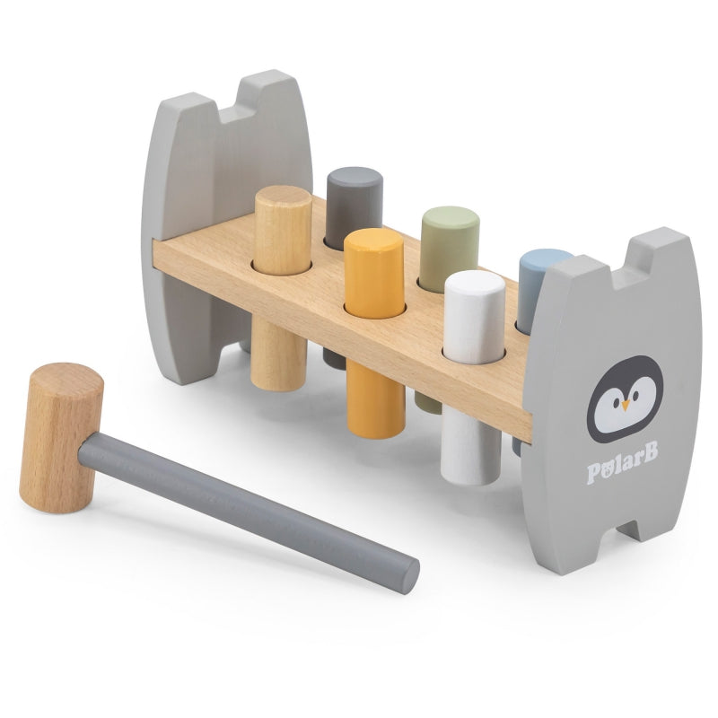 VIGA PolarB Houten Hamerspel met Hamertje voor Baby's – Pinguïn Montessori