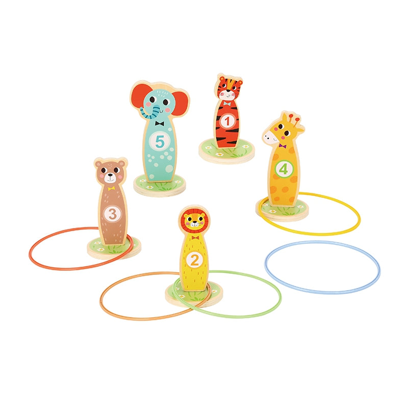 TOOKY TOY Houten Dieren Werpspel - 15 stuks