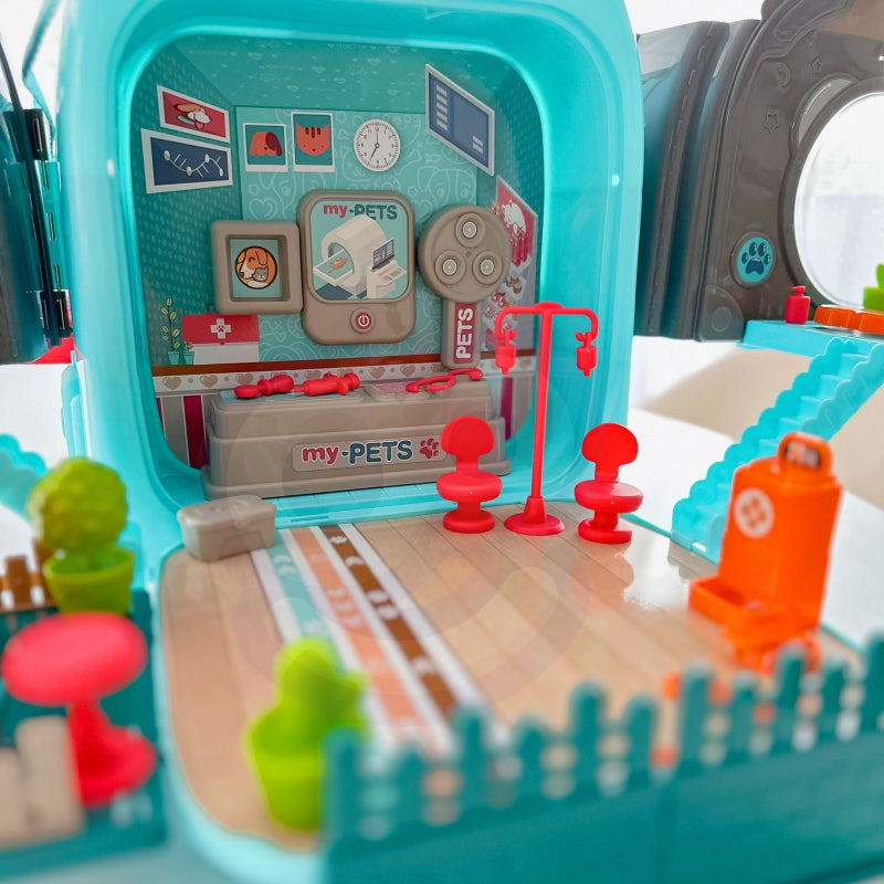 WOOPIE Speelgoed Kleine Dierenarts set met Huisje in een Rugzak en Hondje