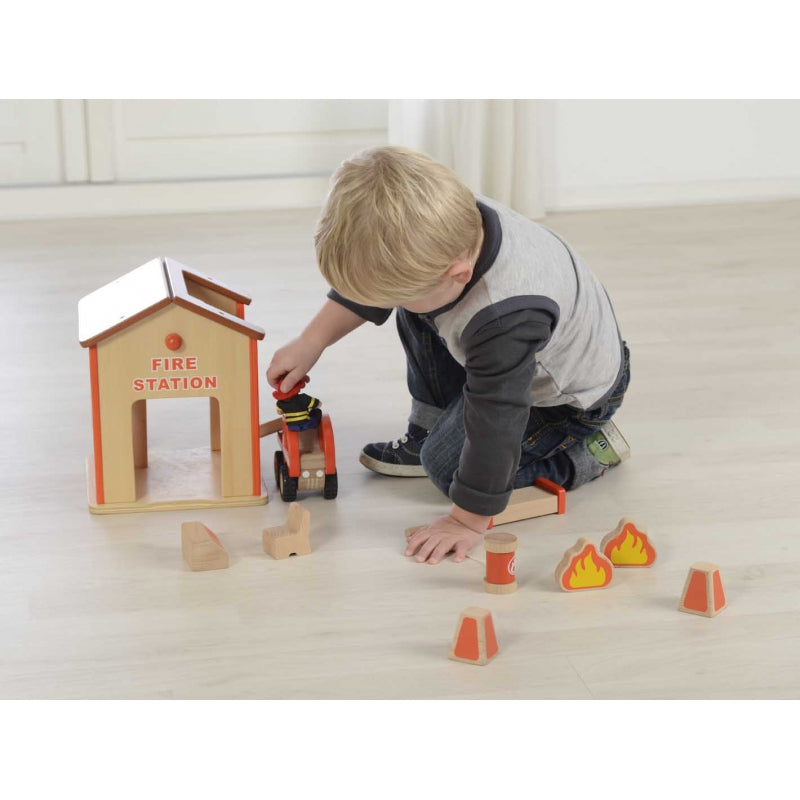 MASTERKIDZ Houten Mini Brandweerkazerne Speel Set